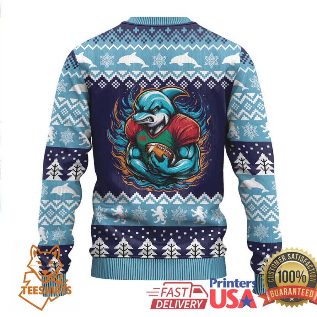 Cardiganshire Wales Christmas Ugly Christmas Sweater Cardigan Bay Dolphin Rugby Design Cardiganshire Wales Christmas Ugly Christmas Sweater Cardigan Bay Dolphin Rugby Design