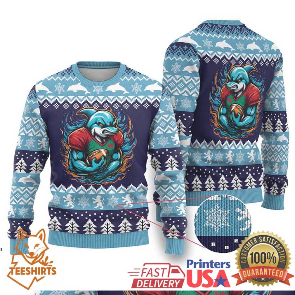 Cardiganshire Wales Christmas Ugly Christmas Sweater Cardigan Bay Dolphin Rugby Design Cardiganshire Wales Christmas Ugly Christmas Sweater Cardigan Bay Dolphin Rugby Design