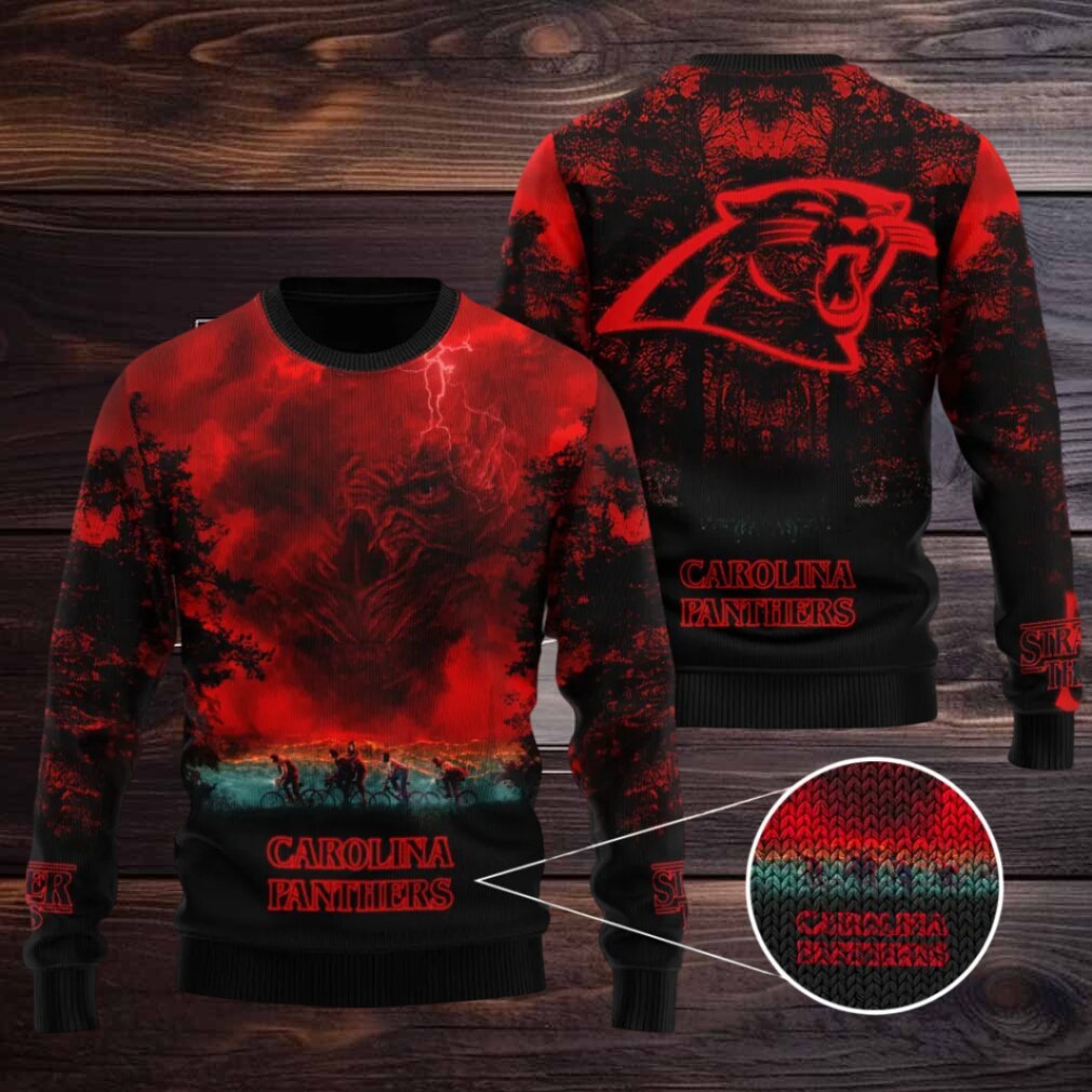 Carolina Panthers x Stranger Things Ugly Sweater