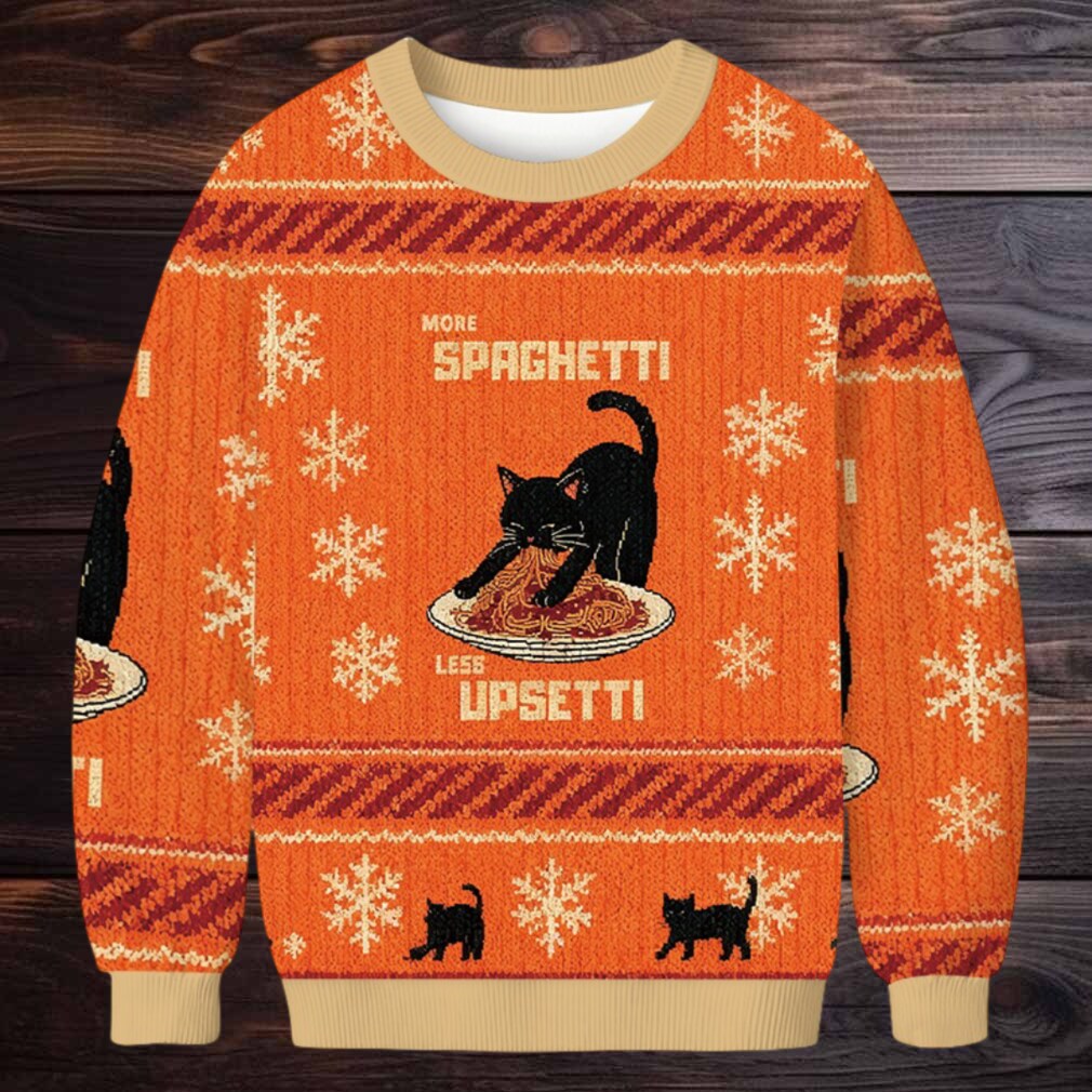 Cat Eating Spaghetti Funny Christmas Ugly Sweatshirt