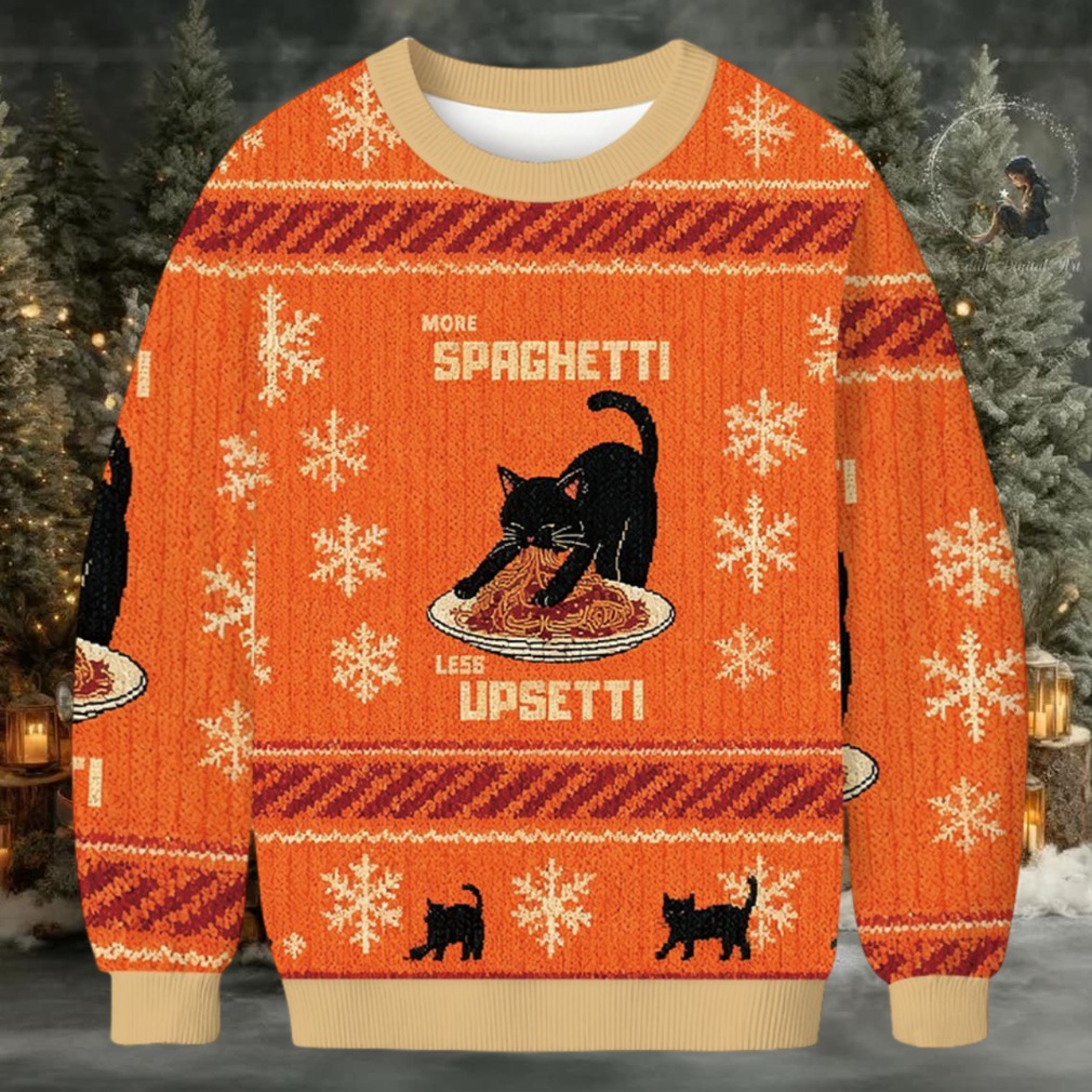 Cat Eating Spaghetti Funny Christmas Ugly Sweatshirt