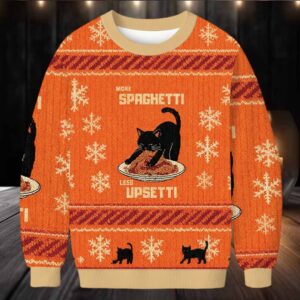Cat Eating Spaghetti Funny Christmas Ugly Sweatshirt