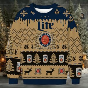 Chevron Pattern Miller Lite Christmas Ugly Sweatshirt