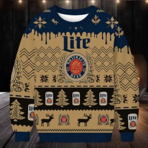 Chevron Pattern Miller Lite Christmas Ugly Sweatshirt