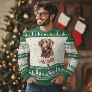 Chocolate Labrador Retriever Dad Ugly Christmas Sweater Dog Lover Gift