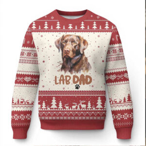 Chocolate Labrador Retriever Dad Ugly Christmas Sweater Dog Lover Gift