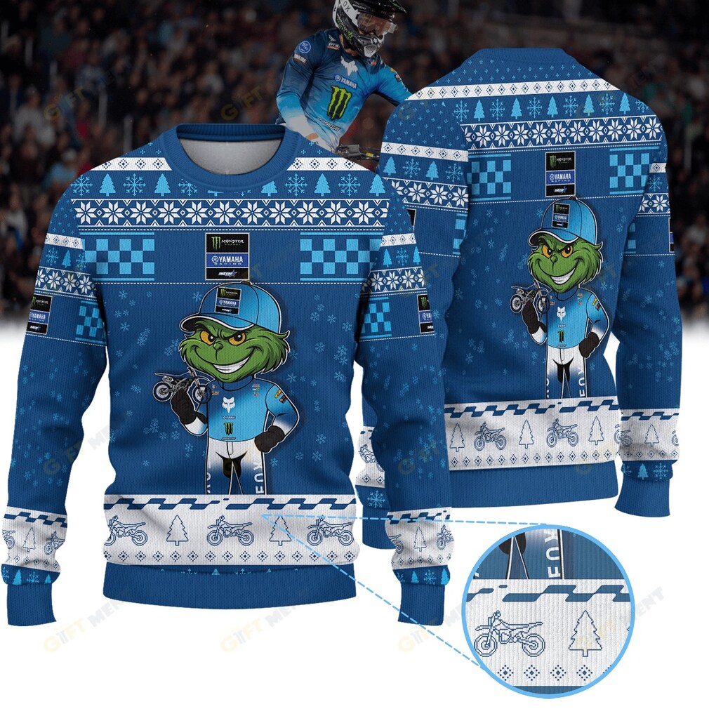 Christian Craig Monster Energy Yamaha Star Racing × Grinch Ugly Christmas Sweater Christian Craig Monster Energy Yamaha Star Racing × Grinch Ugly Christmas Sweater