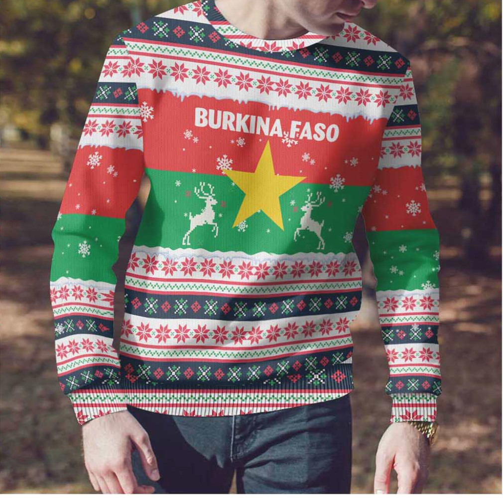 Christmas Burkina Faso Ugly Christmas Sweater Reindeer Star Design Christmas Burkina Faso Ugly Christmas Sweater Reindeer Star Design