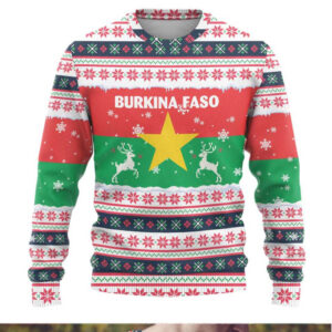 Christmas Burkina Faso Ugly Christmas Sweater Reindeer Star Design