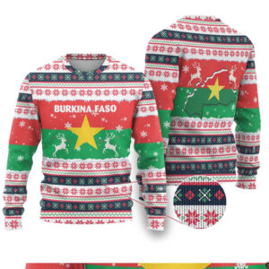 Christmas Burkina Faso Ugly Christmas Sweater Reindeer Star Design