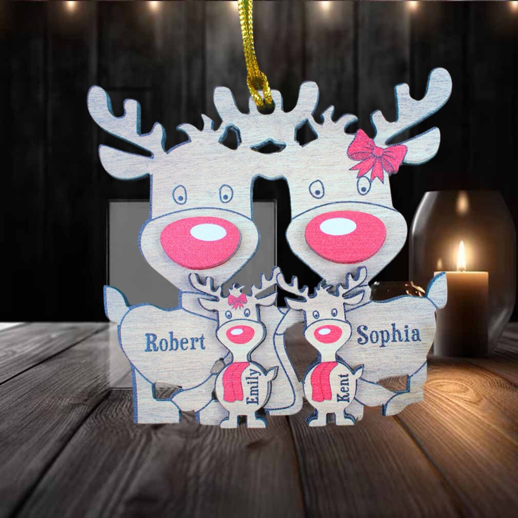 Christmas Reindeer Family, Personalized Wood Ornament Christmas Reindeer Family, Personalized Wood Ornament