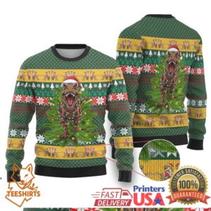 Christmas T Rex In Noel Tree Ugly Christmas Sweater Xmas Holiday Patterns