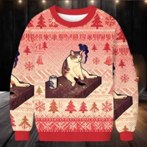 Cigarette Kitten Funny Smoking Cat Meme Christmas Ugly Sweatshirt