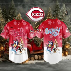 Cincinnati Reds 2025 Bluey MLB Game Night Christmas Baseball Jersey