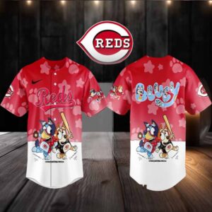 Cincinnati Reds 2025 Bluey MLB Game Night Christmas Baseball Jersey