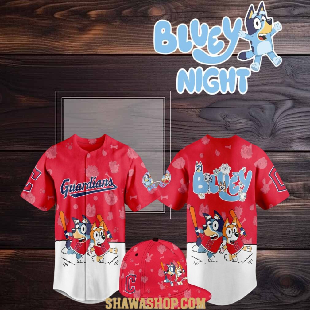Cleveland Guardians 2025 Bluey MLB Game Night Christmas Baseball Jersey Cleveland Guardians 2025 Bluey MLB Game Night Christmas Baseball Jersey