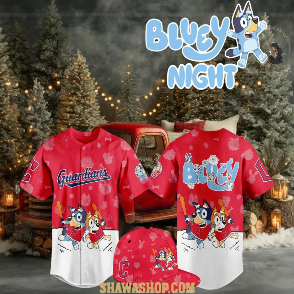Cleveland Guardians 2025 Bluey MLB Game Night Christmas Baseball Jersey Cleveland Guardians 2025 Bluey MLB Game Night Christmas Baseball Jersey