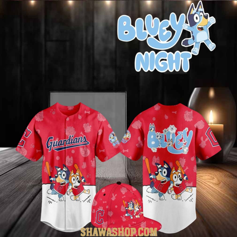 Cleveland Guardians 2025 Bluey MLB Game Night Christmas Baseball Jersey Cleveland Guardians 2025 Bluey MLB Game Night Christmas Baseball Jersey