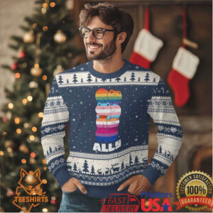 Colorful LGBTQ+ Ally Frogs Stack Ugly Christmas Sweater Kawaii Gay Pride Support Colorful LGBTQ+ Ally Frogs Stack Ugly Christmas Sweater Kawaii Gay Pride Support