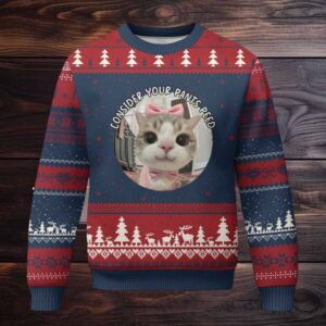 Consider Your Pants Peed Ugly Christmas Sweater Funny Cat Meme Saying