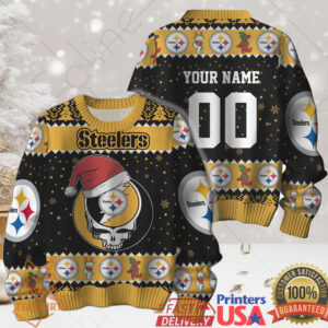 Custom Name And Number NFL Pittsburgh Steelers Football Christmas Ugly Sweater