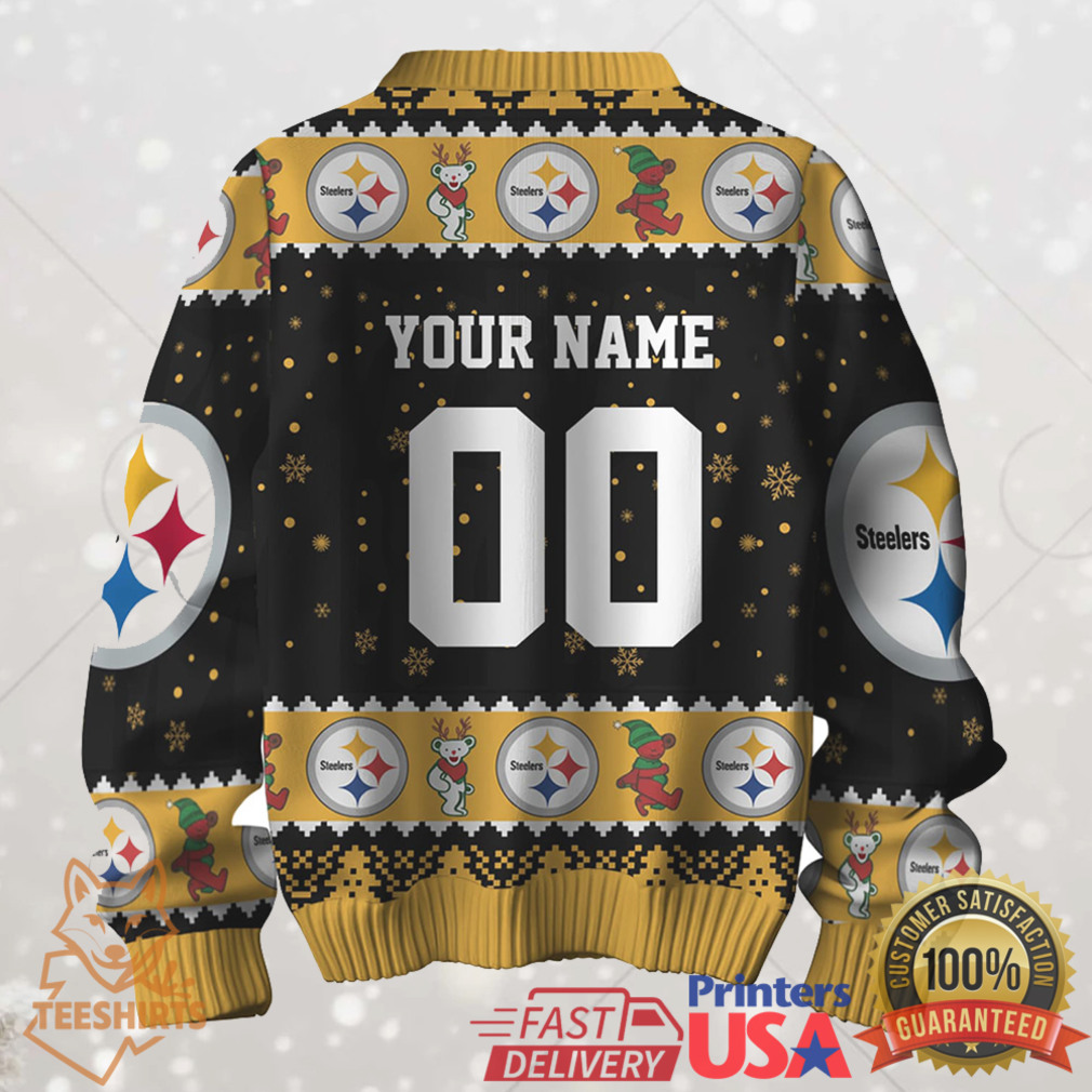 Custom Name And Number NFL Pittsburgh Steelers Football Christmas Ugly Sweater Custom Name And Number NFL Pittsburgh Steelers Football Christmas Ugly Sweater