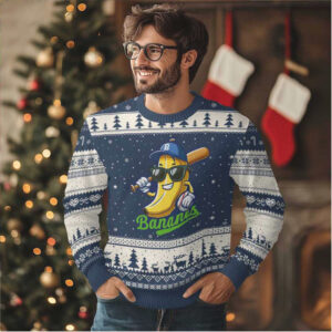 Cute Banana Graphics Ugly Christmas Sweater Funny Sports Baseball Lover