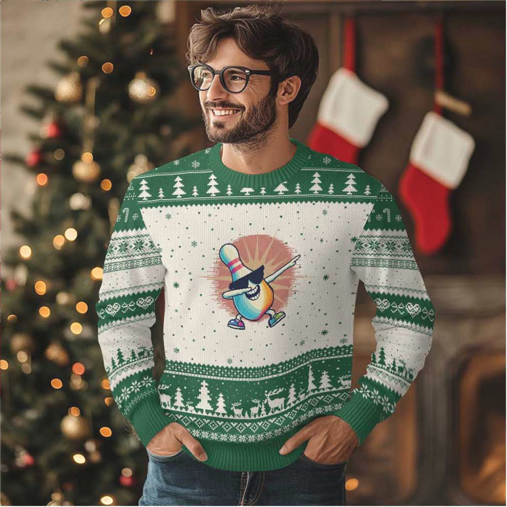 Dabbing Bowling Pin Ugly Christmas Sweater Funny Player Gift Dabbing Bowling Pin Ugly Christmas Sweater Funny Player Gift