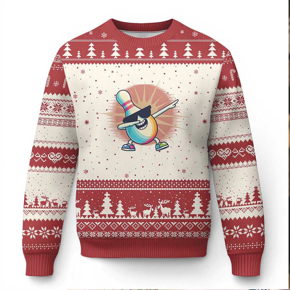 Dabbing Bowling Pin Ugly Christmas Sweater Funny Player Gift Dabbing Bowling Pin Ugly Christmas Sweater Funny Player Gift