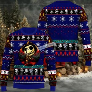 Dallas Cowboys Jack Skellington Ugly Christmas Sweater Big And Tall Blue
