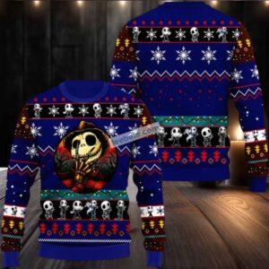 Dallas Cowboys Jack Skellington Ugly Christmas Sweater Big And Tall Blue