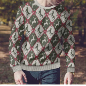 Dark Forest Green Christmas Argyle Pattern Ugly Christmas Sweater