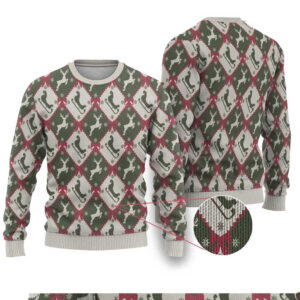 Dark Forest Green Christmas Argyle Pattern Ugly Christmas Sweater