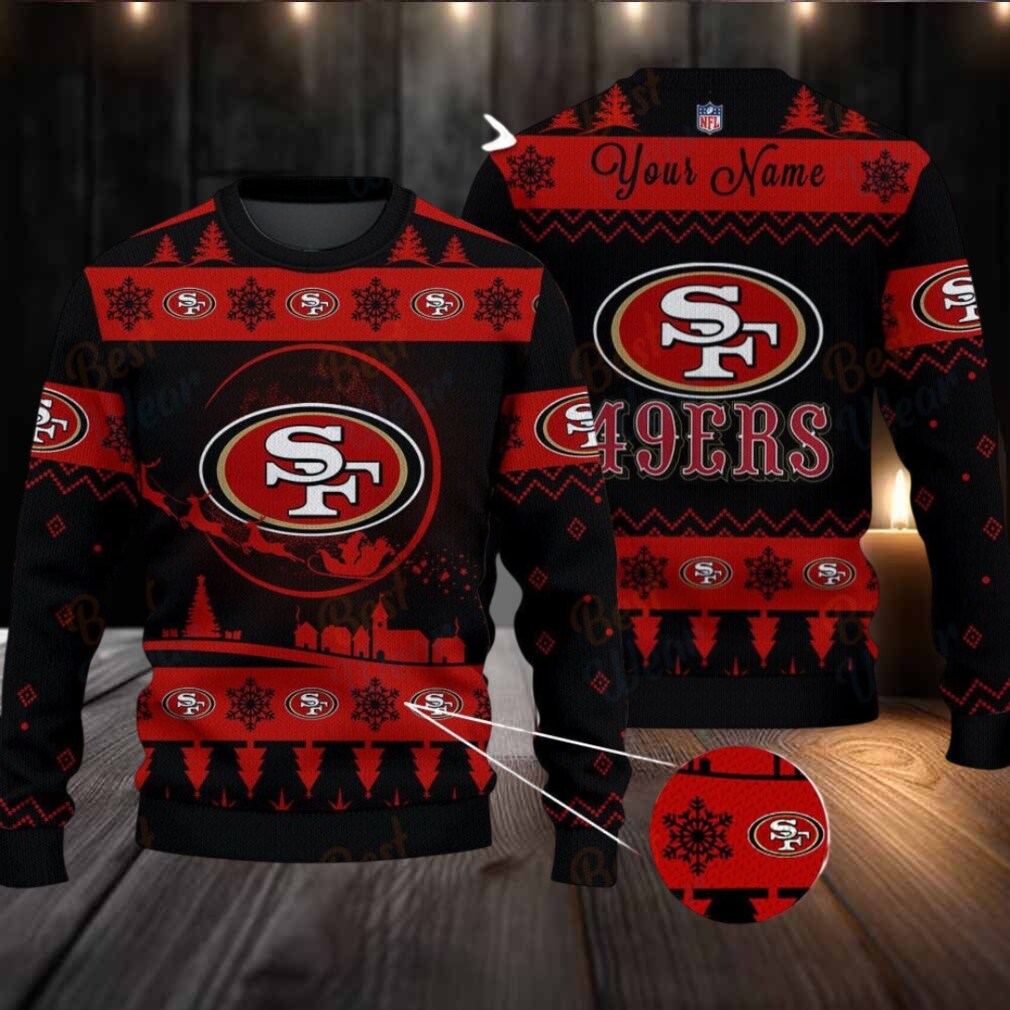 Dark Red San Francisco 49ers NFL Ugly Christmas Sweater Name Customized Dark Red San Francisco 49ers NFL Ugly Christmas Sweater Name Customized