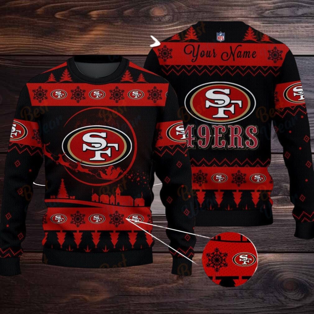 Dark Red San Francisco 49ers NFL Ugly Christmas Sweater Name Customized Dark Red San Francisco 49ers NFL Ugly Christmas Sweater Name Customized