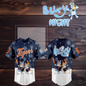 Detroit Tigers 2025 Bluey MLB Game Night Christmas Baseball Jersey
