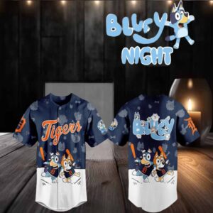 Detroit Tigers 2025 Bluey MLB Game Night Christmas Baseball Jersey