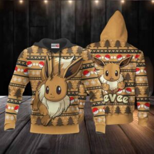 Eevee Anime Pokemon Manga Eevee Ugly Christmas Sweater 1k749 Fan Gift Stylist Unisex Cartoon Graphic Outfits Aop 3d Hoodie