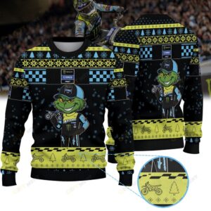 Eli Tomac Monster Energy Yamaha Star Racing × Grinch Ugly Christmas Sweater