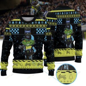 Eli Tomac Monster Energy Yamaha Star Racing × Grinch Ugly Christmas Sweater