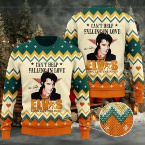 Elvis Presley Blue Christmas Tribute Black Ugly Christmas Sweater