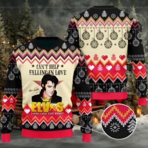 Elvis Presley Long Live The King Gift For Fans Can’t Help Falling In Love 2025 Ugly Christmas Sweater