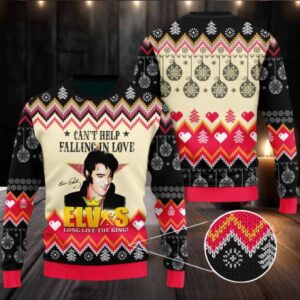 Elvis Presley Long Live The King Gift For Fans Can’t Help Falling In Love 2025 Ugly Christmas Sweater