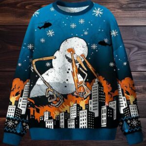 Evil Snowman City Destruction Jumper Ugly Sweater
