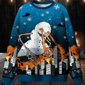 Evil Snowman City Destruction Jumper Ugly Sweater