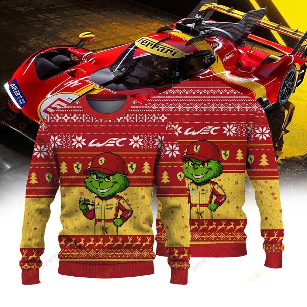 FERRARI AF CORSE II FIAWEC × Grinch Ugly Christmas Sweater FERRARI AF CORSE II FIAWEC × Grinch Ugly Christmas Sweater