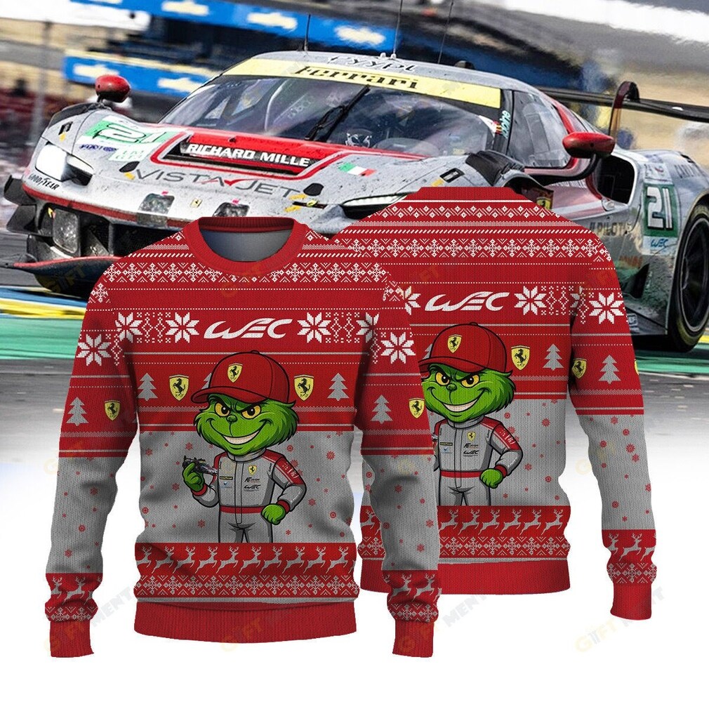 FERRARI AF CORSE III FIAWEC × Grinch Ugly Christmas Sweater FERRARI AF CORSE III FIAWEC × Grinch Ugly Christmas Sweater
