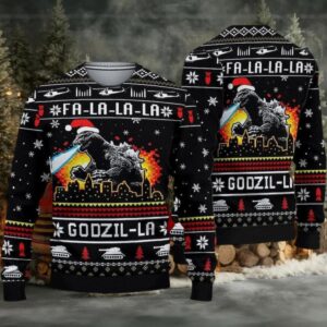 Fa la la la la Godzilla Christmas sweater