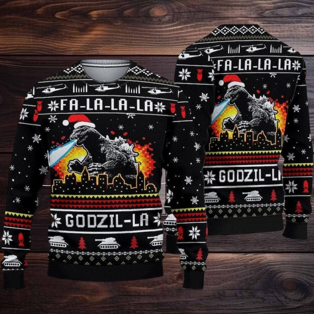 Fa la la la la Godzilla Christmas sweater Fa la la la la Godzilla Christmas sweater