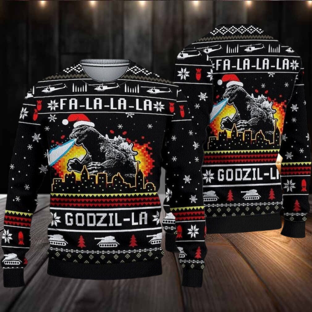 Fa la la la la Godzilla Christmas sweater Fa la la la la Godzilla Christmas sweater